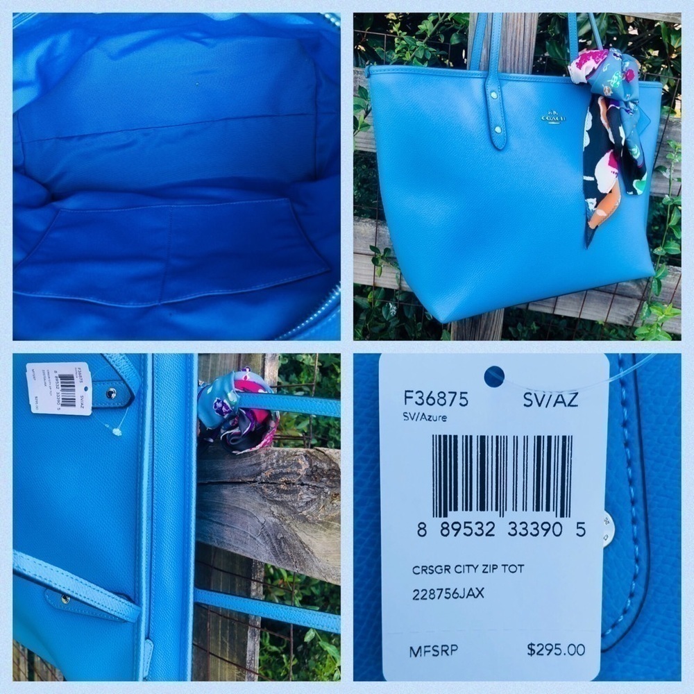 🦋Coach Azure Blue Tote Wallet Scarf Cosmetic Set - Picture 5 of 8